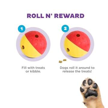 Outward Hound by Nina Ottosson Treat Tumble Interactive Puzzle Ball Dog Toy, Level 1 Beginner, Pink, Large