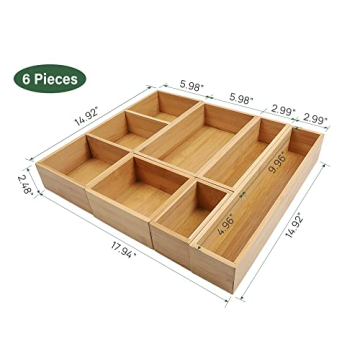 Kootek Bamboo Drawer Organizer for Kitchen & Makeup