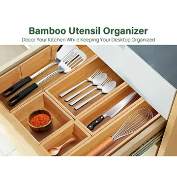 Kootek Bamboo Drawer Organizer for Kitchen & Makeup