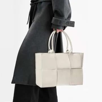 TFTOYC Woven Bag for Women - Elegant Leather Tote Handbag, Large Purse