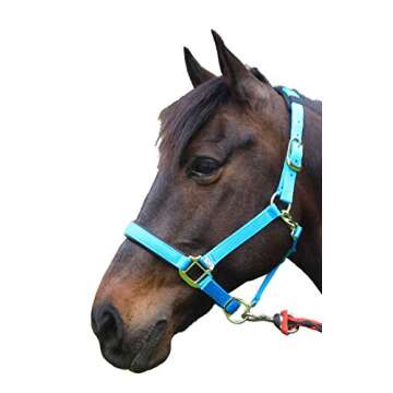 T TEKE Adjustable Horse Halters by Heavy Duty Soft Nylon, Padded with Anti-rubbing Waffle Neoprene o...