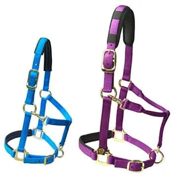 T TEKE Adjustable Horse Halters by Heavy Duty Soft Nylon, Padded with Anti-rubbing Waffle Neoprene on Both Crown & Nose