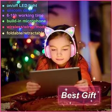 Adorable Cat Ear Kids Headphones with LED Lights