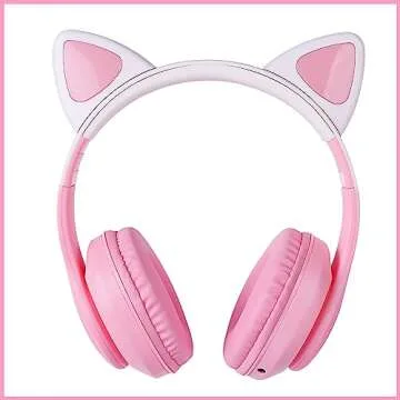 Adorable Cat Ear Kids Headphones with LED Lights