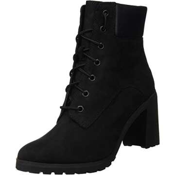 Timberland Women's Allington 6-Inch Lace-Up Boots, Black Nubuck, 8
