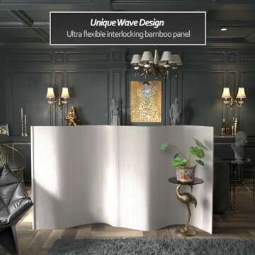 Red Lantern Bamboo Wave Screen - Elegant 4 ft. Privacy Divider