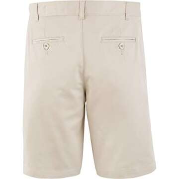 Tommy Hilfiger Boys Adjustable Waist Flat Front Twill Blend Shorts US 12, Khaki