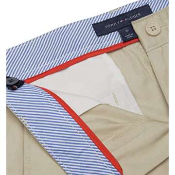 Tommy Hilfiger Boys Adjustable Waist Flat Front Twill Blend Shorts US 12, Khaki