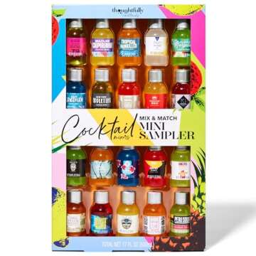 Thoughtfully Cocktails, Mix and Match Mini Sampler Cocktail Mixer Set, Vegan and Vegetarian, Tropical and Classic, Set of 20 (Contains NO Alcohol)