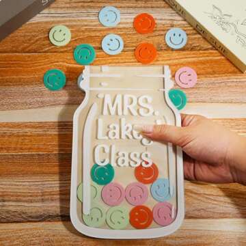 TINGKU 25 Tokens Smiley Face Magnetic Reward Behavior Jar for Kids, Classroom Reward System, Family Magnetic Reward Chore Jar for Children, Magnetic Incentive Jar for Toddler Boys/Girls at Home