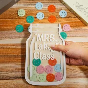 TINGKU 25 Tokens Smiley Face Magnetic Reward Behavior Jar for Kids, Classroom Reward System, Family Magnetic Reward Chore Jar for Children, Magnetic Incentive Jar for Toddler Boys/Girls at Home