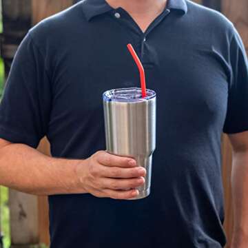 15 COLORS TUMBLERS STRAWS - Reusable Silicone Straws for 30 and 20 Oz Yeti- Flexible Easy to Clean - 2 Extra Long Brushes - No Rubber Taste Drinking