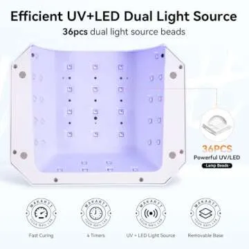 Makartt UV LED Nail Lamp: UV Light for Gel Nails Rechargeable Aurora 36W Gel Lamp with 4 Timers & Auto Sensor Professional Fast Curing Gel Nail Light for Nail Polish Home Nail Salon Manicure