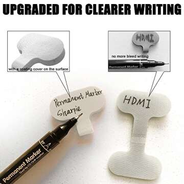 Mr-Label – Hook and Loop Cable Labels– Upgraded Writable Cable Wraps for Clear Writing- Cord Tag...