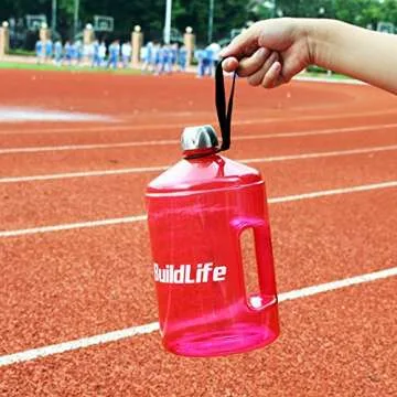 BuildLife 1 Gallon Water Bottle - Motivational Fitness Workout with Time Marker/Drink More Daily/Clear BPA Free/Large 128OZ Capacity Throughout The Day(Pink, 1 Gallon)