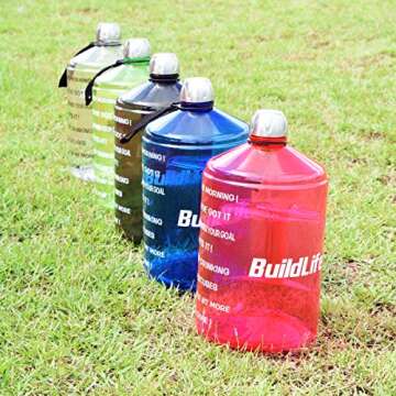 BuildLife 1 Gallon Water Bottle - Motivational Fitness Workout with Time Marker/Drink More Daily/Clear BPA Free/Large 128OZ Capacity Throughout The Day(Pink, 1 Gallon)