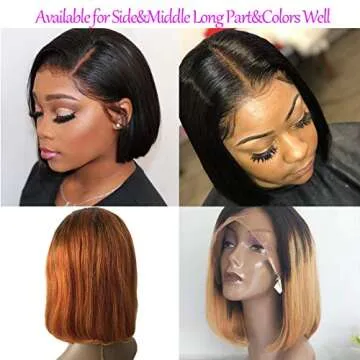 BLY Short Straight 13x4 Frontal Bob Wigs for Black Women Virgin Human Hair Lace Front Wigs 14 inch 150% Density Pre Plucked Natural Black Color