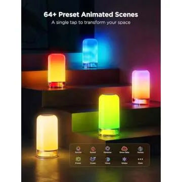 Govee RGBIC Smart Table Lamp 2, Touch Bedside Small Table Lamp Work with Matter, Alexa, LED Desk Lamp with 64 Scene Modes, Color Changing Lamp for Bedroom Living Room Dimmable Night Light(Corded)