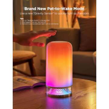 Govee RGBIC Smart Table Lamp 2, Touch Bedside Small Table Lamp Work with Matter, Alexa, LED Desk Lamp with 64 Scene Modes, Color Changing Lamp for Bedroom Living Room Dimmable Night Light(Corded)