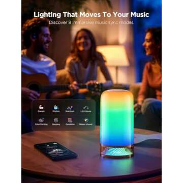 Govee RGBIC Smart Table Lamp 2, Touch Bedside Small Table Lamp Work with Matter, Alexa, LED Desk Lamp with 64 Scene Modes, Color Changing Lamp for Bedroom Living Room Dimmable Night Light(Corded)