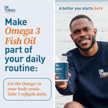 Dr. Tobias Omega 3 Fish Oil, 2000mg Triple Strength with 800mg EPA 600mg DHA Per Serving, Fish Oil Omega 3 Supplements for Heart, Brain & Immune Support, 60 Softgels, 30 Servings