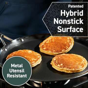 HexClad Hybrid Nonstick 13-Inch Griddle, Dishwasher and Oven Safe, Induction Ready, Compatible with All Cooktops