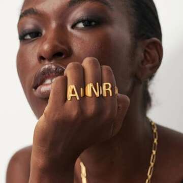 Gold Inital Rings for Women, GoldChic Jewelry Women's L Alphabet Letter Rings Chunky Statement Ring ...