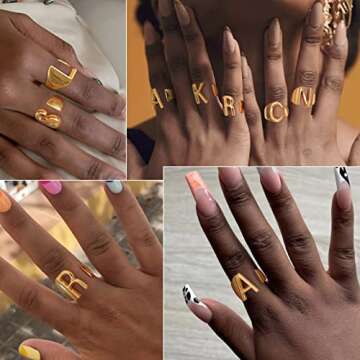 Gold Inital Rings for Women, GoldChic Jewelry Women's L Alphabet Letter Rings Chunky Statement Ring for Rapper