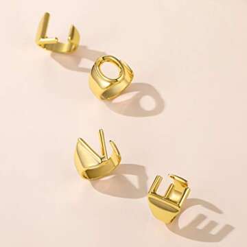 Gold Inital Rings for Women, GoldChic Jewelry Women's L Alphabet Letter Rings Chunky Statement Ring for Rapper