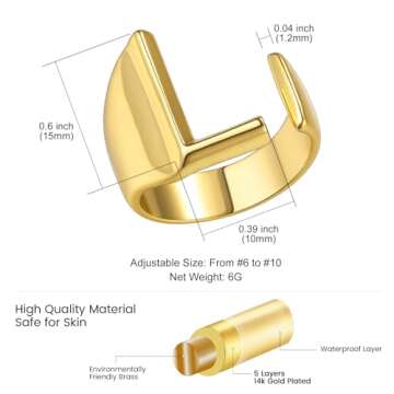Gold Inital Rings for Women, GoldChic Jewelry Women's L Alphabet Letter Rings Chunky Statement Ring for Rapper