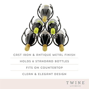 Twine Metal Wine Rack - Vintage Style Holder for 6 Bottles