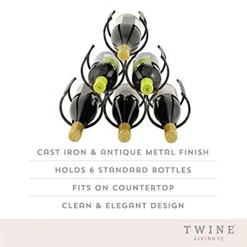 Twine Metal Wine Rack - Vintage Style Holder for 6 Bottles