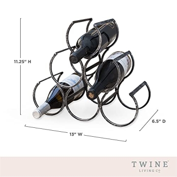 Twine Metal Wine Rack - Vintage Style Holder for 6 Bottles