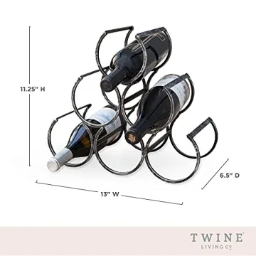 Twine Metal Wine Rack - Vintage Style Holder for 6 Bottles