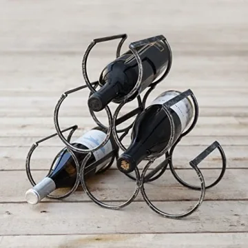 Twine Metal Wine Rack - Vintage Style Holder for 6 Bottles