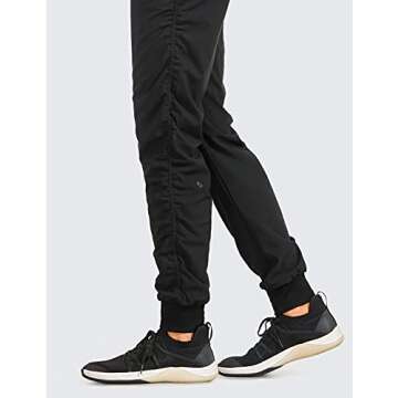CRZ YOGA Women's Lightweight Workout Joggers 27.5" Ruched - Casual Outdoor Running Athletic Track Hiking Travel Pants (Ruched) Black Small