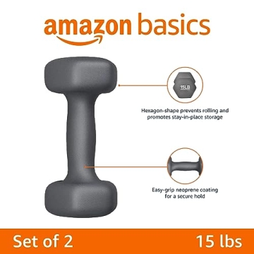 Amazon Basics Neoprene Dumbbells 15 Pounds Pair Dark Grey