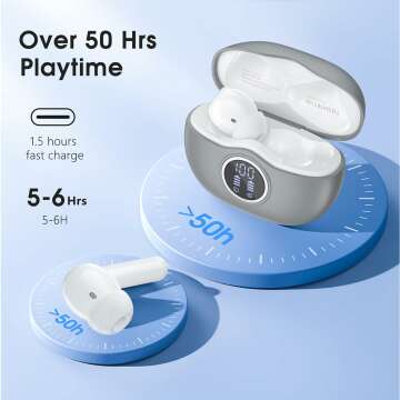 Bluetooth 5.3 Wireless Earbuds with Deep Bass & 40 Hrs