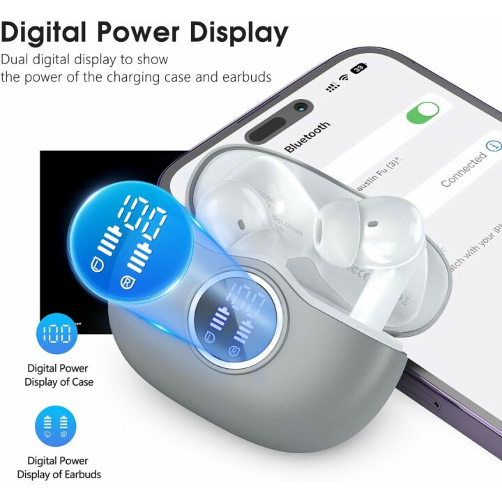 Bluetooth 5.3 Wireless Earbuds with Deep Bass & 40 Hrs