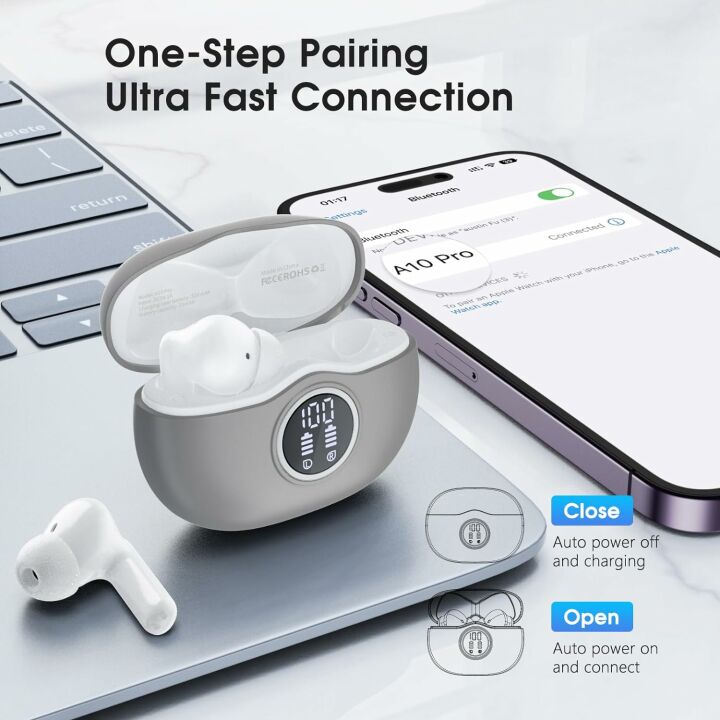 Bluetooth 5.3 Wireless Earbuds with Deep Bass & 40 Hrs