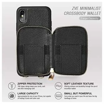 ZVE iPhone Xs & X Wallet Case - Stylish Crossbody Design