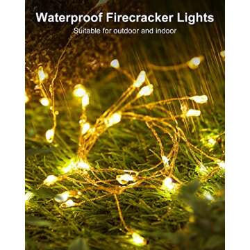 Fairy Lights Battery Operated, Fairy String Lights Waterproof Silver Wire 5 Feet 60 Led Firecracker Starry Lights for DIY Wreath Home Wedding Party Bedroom Mason Jar Holiday Christmas, Warm White