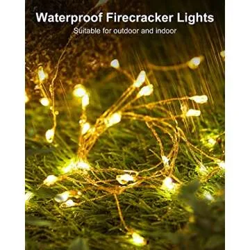 Fairy Lights Battery Operated, Fairy String Lights Waterproof Silver Wire 5 Feet 60 Led Firecracker Starry Lights for DIY Wreath Home Wedding Party Bedroom Mason Jar Holiday Christmas, Warm White