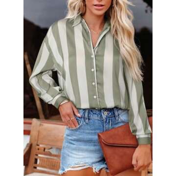 Women’s Color Block Satin Blouse for Work & Casual Style