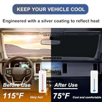 Premium Windshield Sun Shade for 2021-2025 Ford Bronco 2/4 Door| 310T Reflective UV Protection