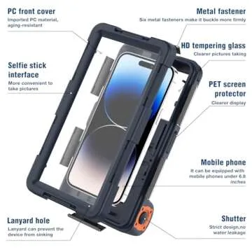 Underwater Snorkeling Diving Phone Case for iPhone 16/15/14/13/12/11 Pro Max/XS/X Samsung Galaxy S24/S23/S22/S21，[50ft/15m] Professional Scuba Dive Waterproof Case Underwater Photo Video Cover Orange