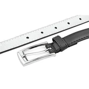 Belle Donne Women's X-Large Skinny PU Leather Dress Belt with Silver Buckle