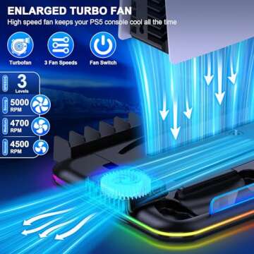 PS5 Slim Stand and Turbo Cooling Station with Controller Charging Station for Playsation 5, PS5 Acce...