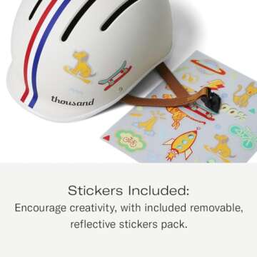 Thousand Kids Helmet – Free Reflective Sticker Pack to Customize, No Pinch Magnetic Buckle, Multi ...