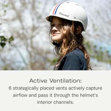 Thousand Kids Helmet – Free Reflective Sticker Pack to Customize, No Pinch Magnetic Buckle, Multi Sport Safety CSPC ASTM CE Certified – Jr Collection (Speedway Creme)